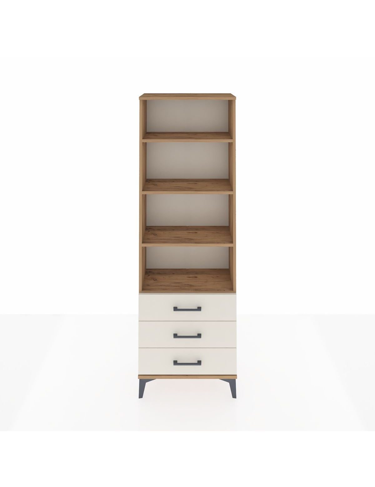 Arges Dolap 4 Raflı 3 Çekmeceli 60x30x182 Çam-Aytaşı