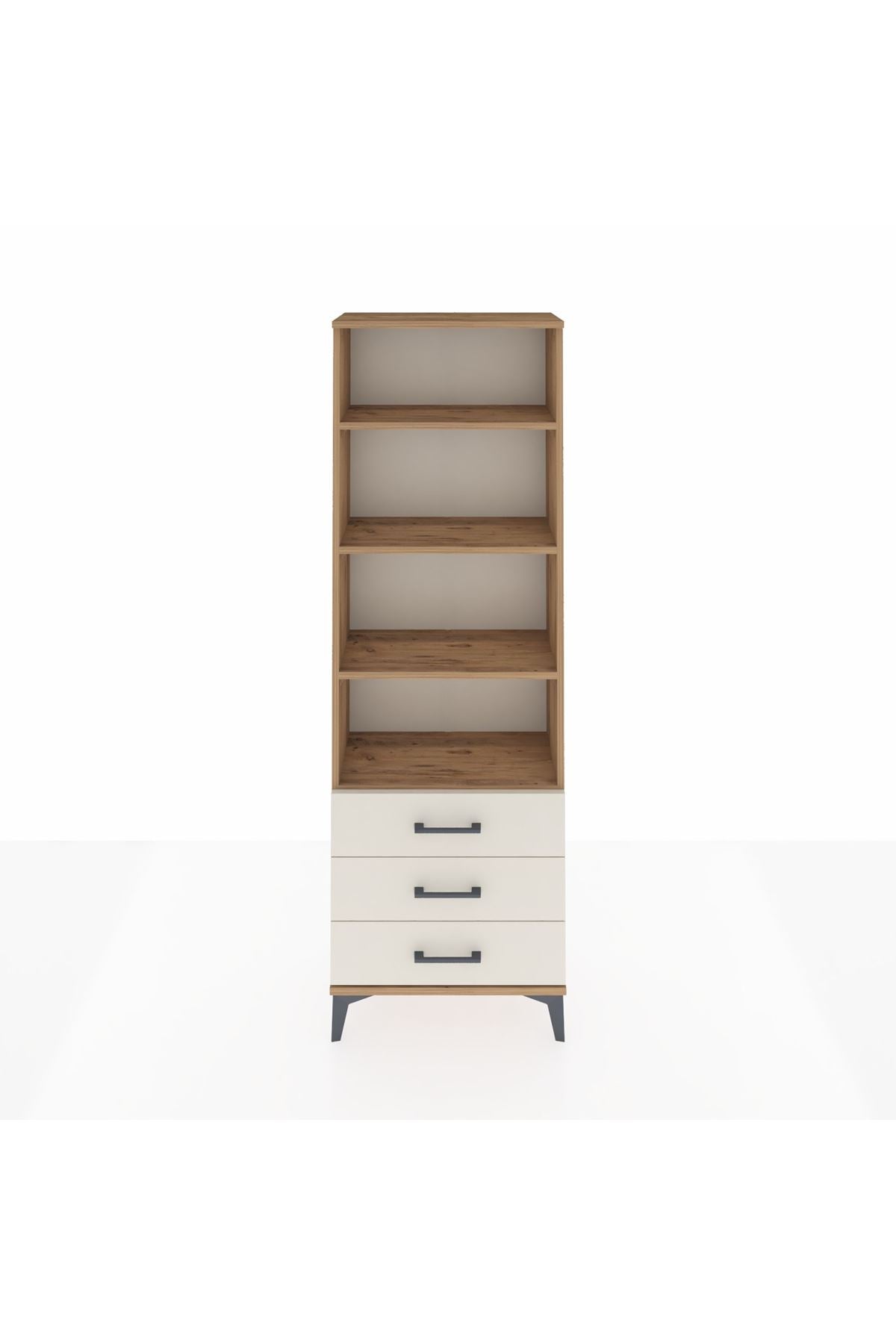 Arges Dolap 4 Raflı 3 Çekmeceli 60x30x182 Çam-Aytaşı