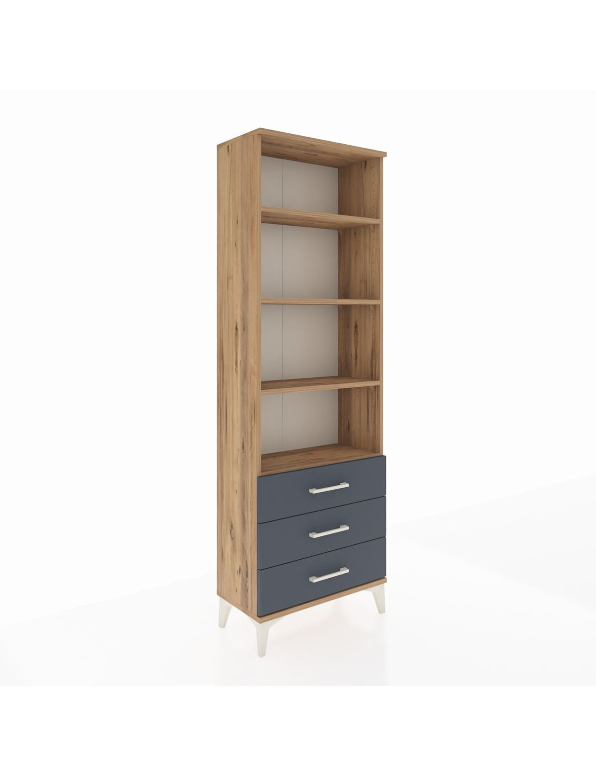 Arges Dolap 4 Raflı 3 Çekmeceli 60x30x182 Çam-Antrasit