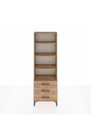 Arges Dolap 4 Raflı 3 Çekmeceli 60x30x182 Çam-Çam