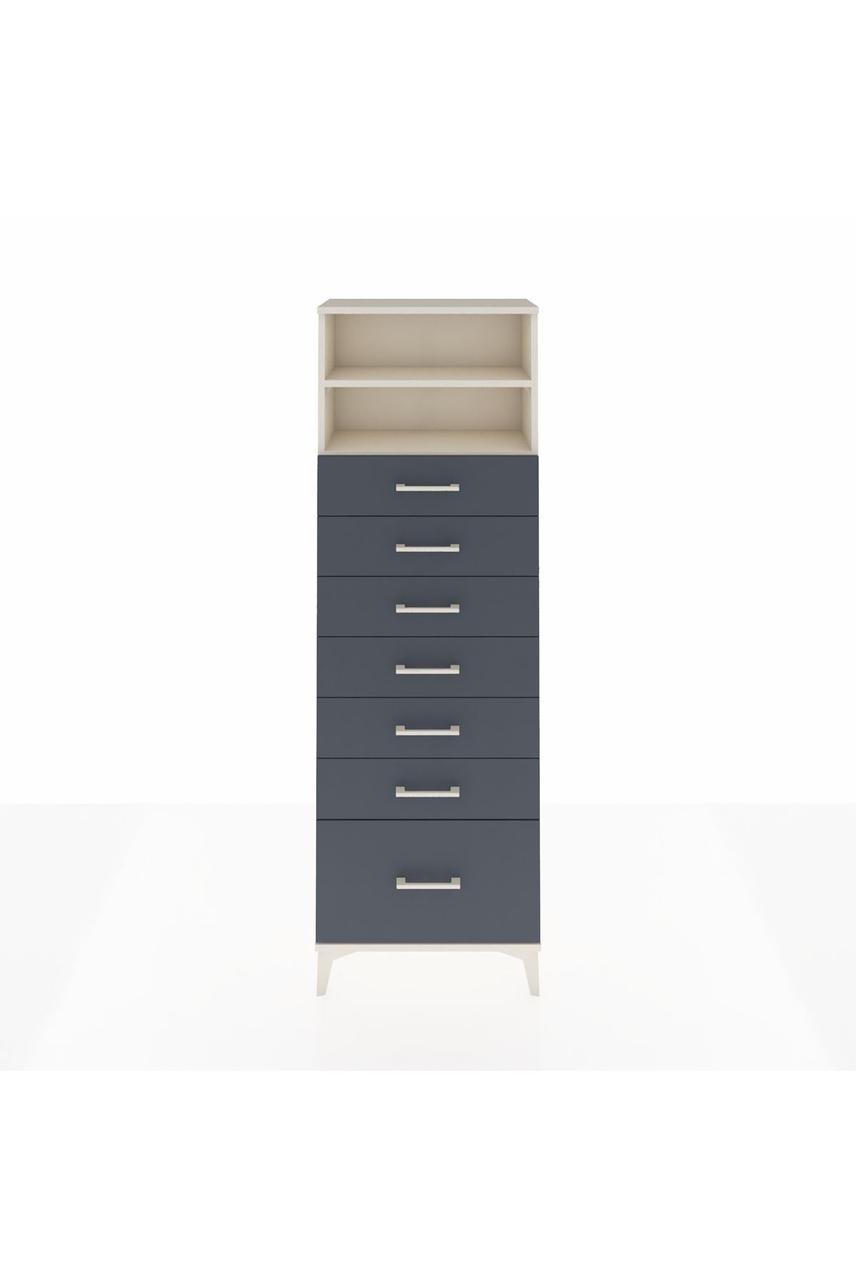 Arges Dolap 2 Raflı 7 Çekmeceli 60x30x182 Aytaşı-Antrasit