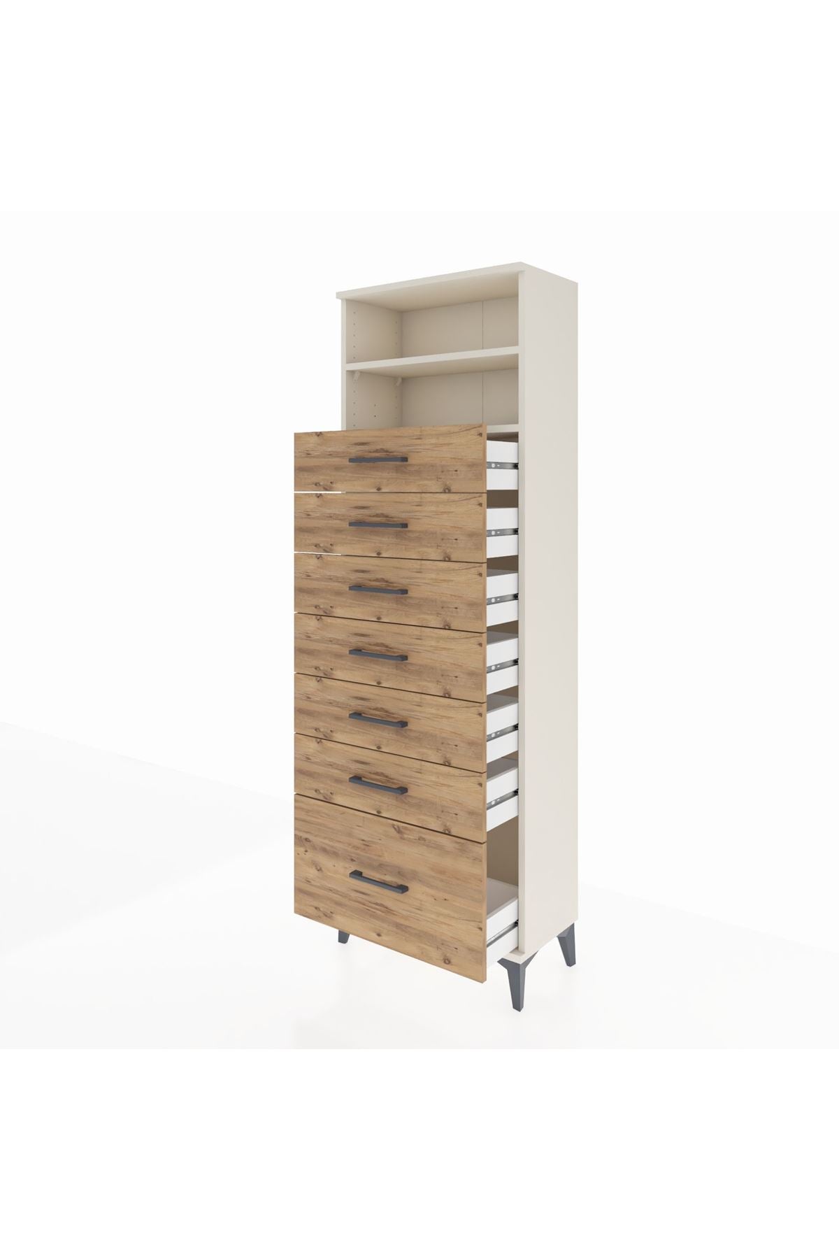 Arges Dolap 2 Raflı 7 Çekmeceli 60x30x182 Aytaşı-Çam