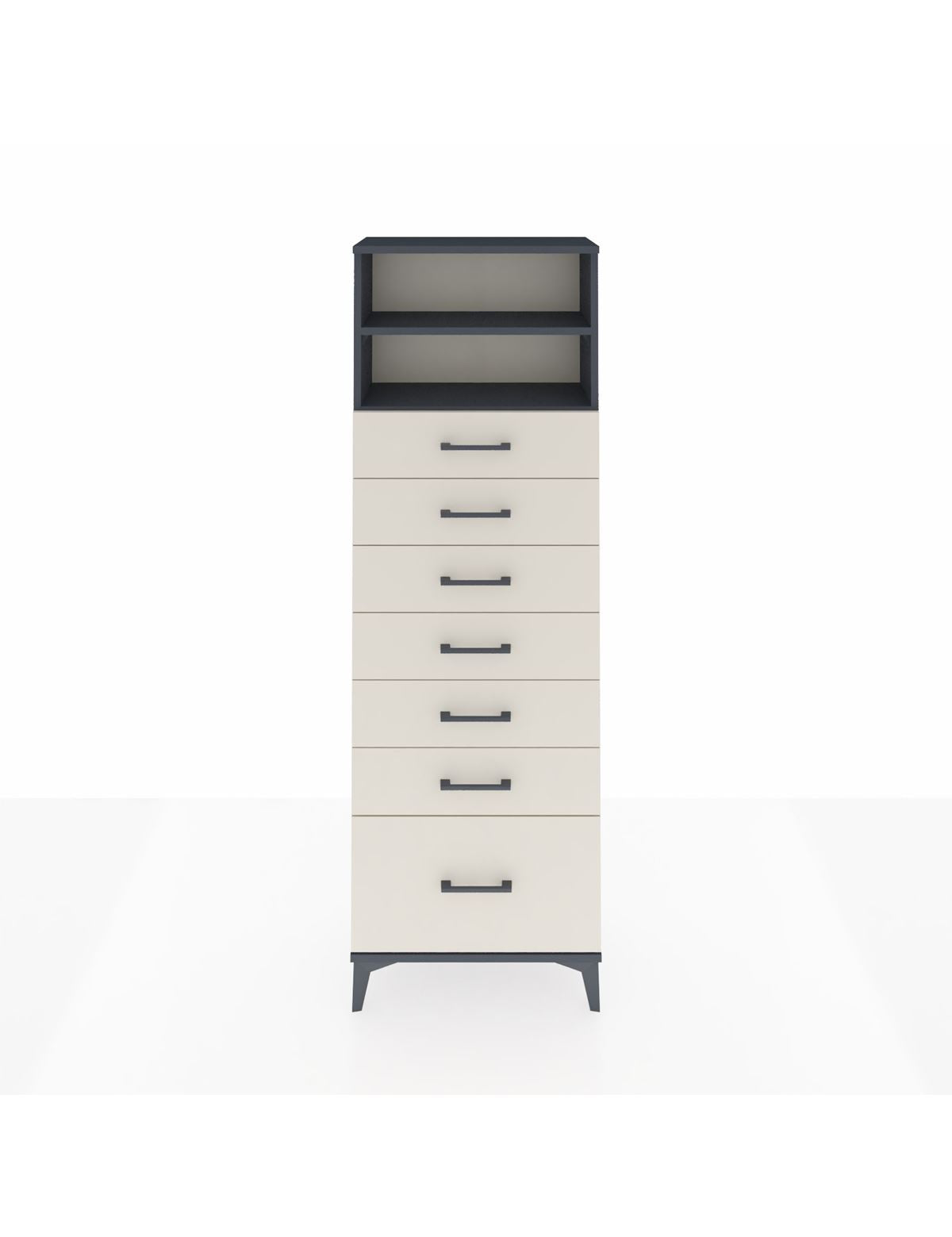 Arges Dolap 2 Raflı 7 Çekmeceli 60x30x182 Antrasit-Aytaşı