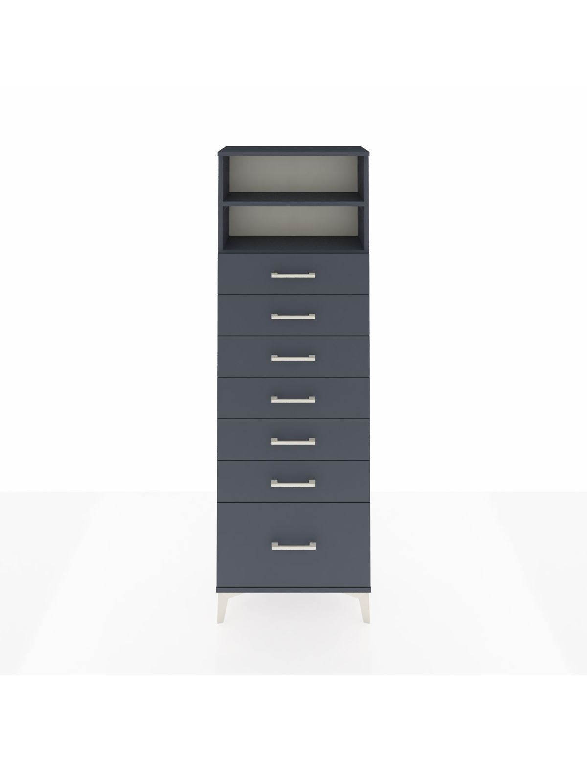 Arges Dolap 2 Raflı 7 Çekmeceli 60x30x182 Antrasit-Antrasit