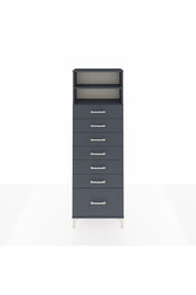 Arges Dolap 2 Raflı 7 Çekmeceli 60x30x182 Antrasit-Antrasit