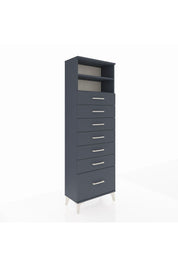 Arges Dolap 2 Raflı 7 Çekmeceli 60x30x182 Antrasit-Antrasit