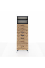 Arges Dolap 2 Raflı 7 Çekmeceli 60x30x182 Antrasit-Çam