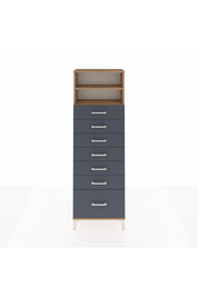 Arges Dolap 2 Raflı 7 Çekmeceli 60x30x182 Çam-Antrasit