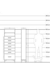 Arges Dolap 2 Raflı 7 Çekmeceli 60x30x182 Çam-Çam