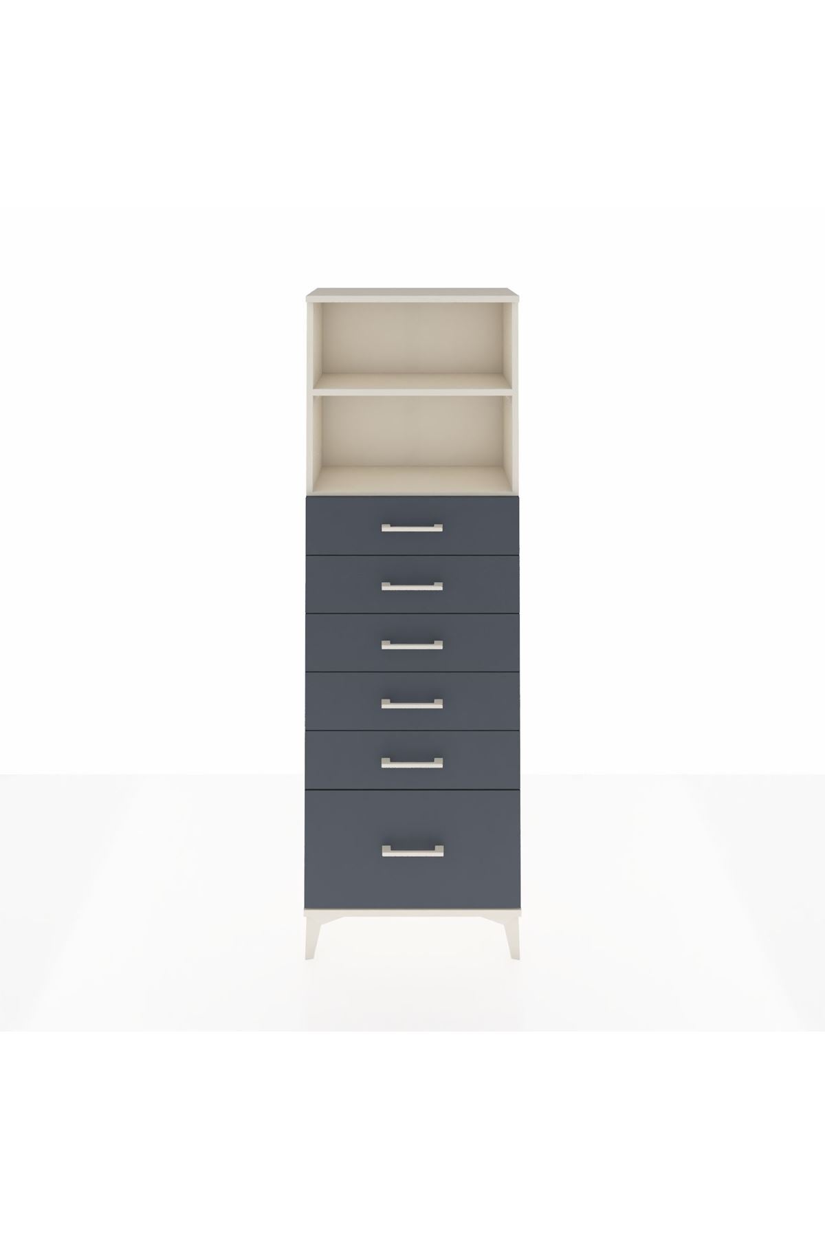 Arges Dolap 2 Raflı 6 Çekmeceli 60x30x182 Aytaşı-Antrasit