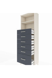 Arges Dolap 2 Raflı 6 Çekmeceli 60x30x182 Aytaşı-Antrasit