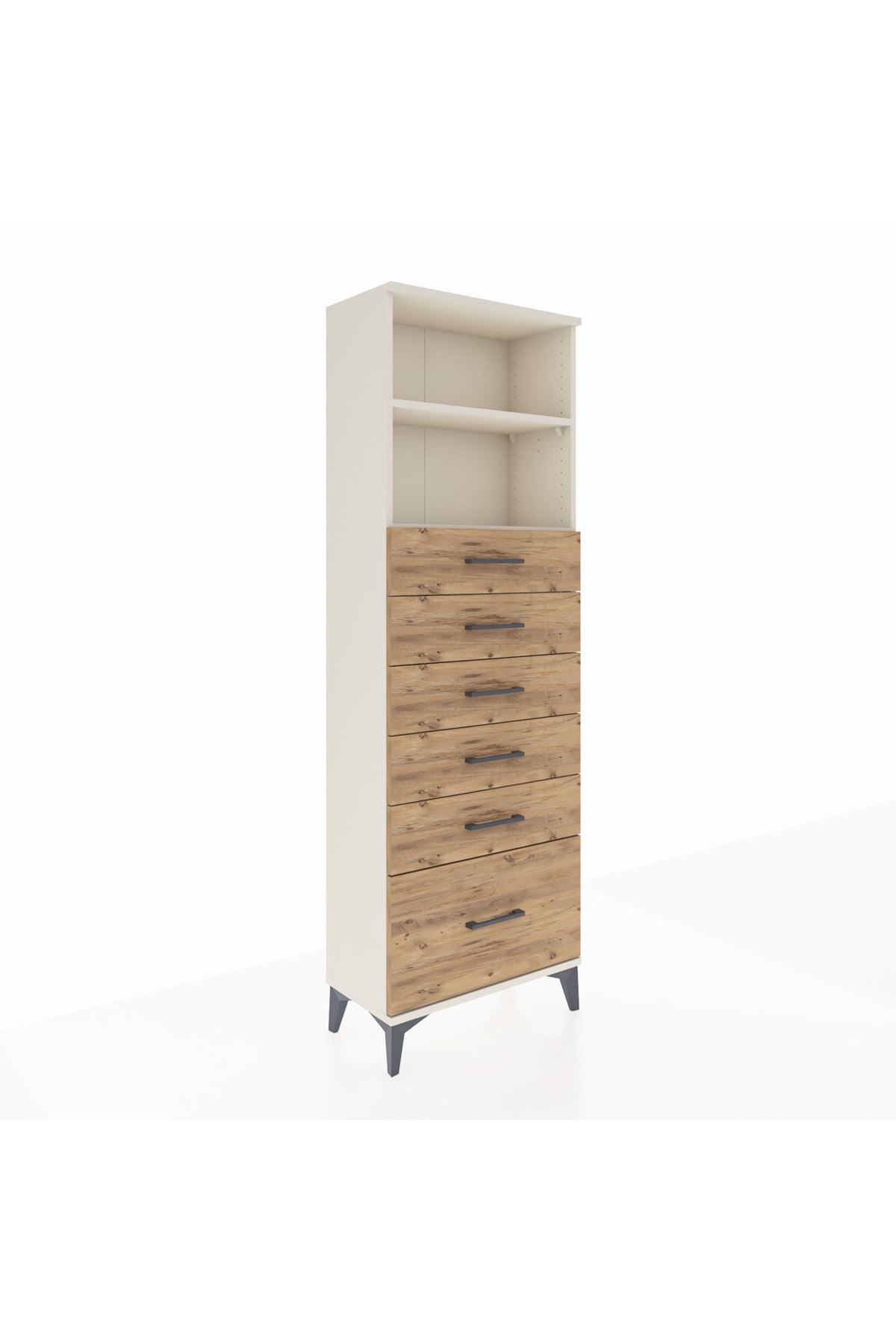 Arges Dolap 2 Raflı 6 Çekmeceli 60x30x182 Aytaşı-Çam