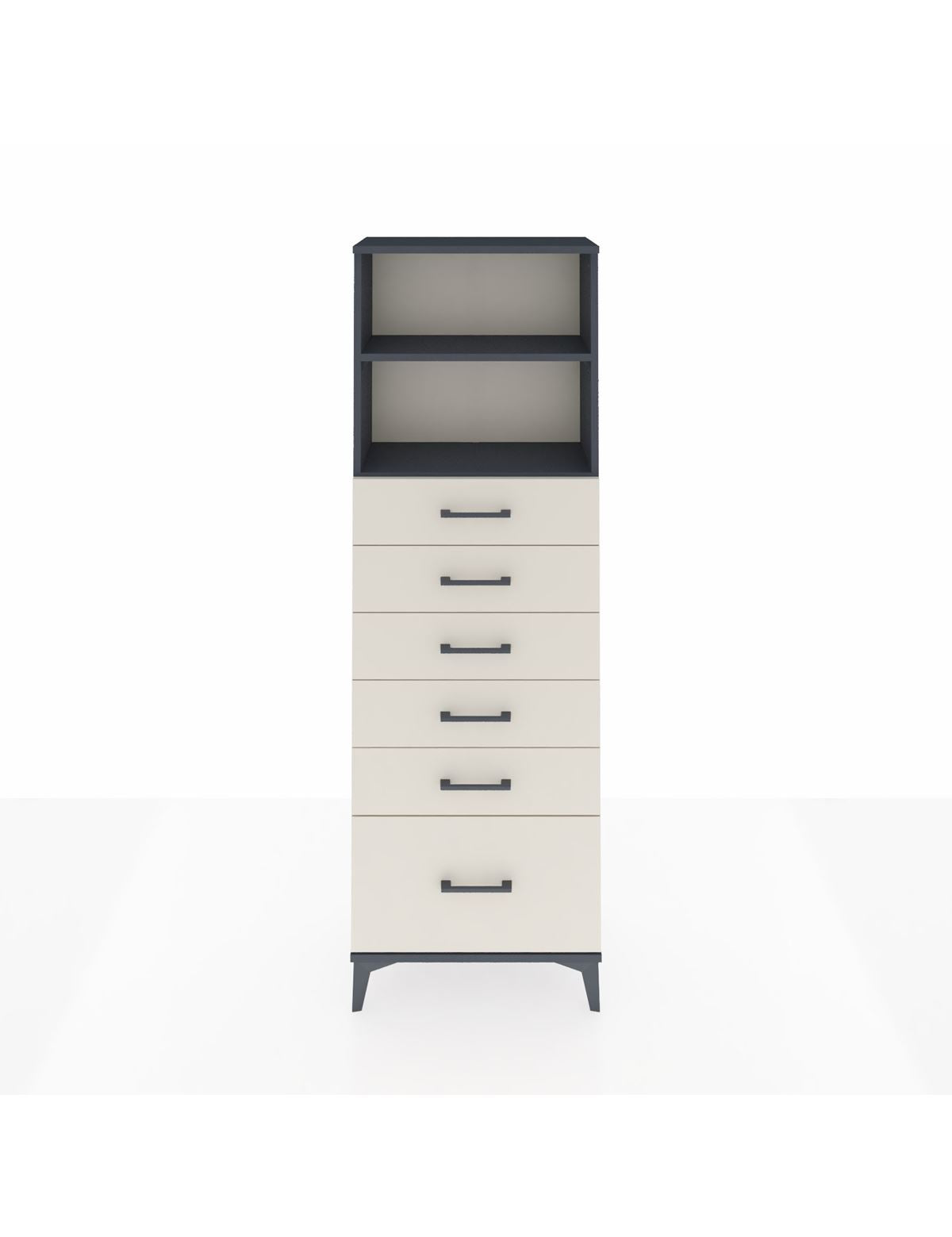 Arges Dolap 2 Raflı 6 Çekmeceli 60x30x182 Antrasit-Aytaşı