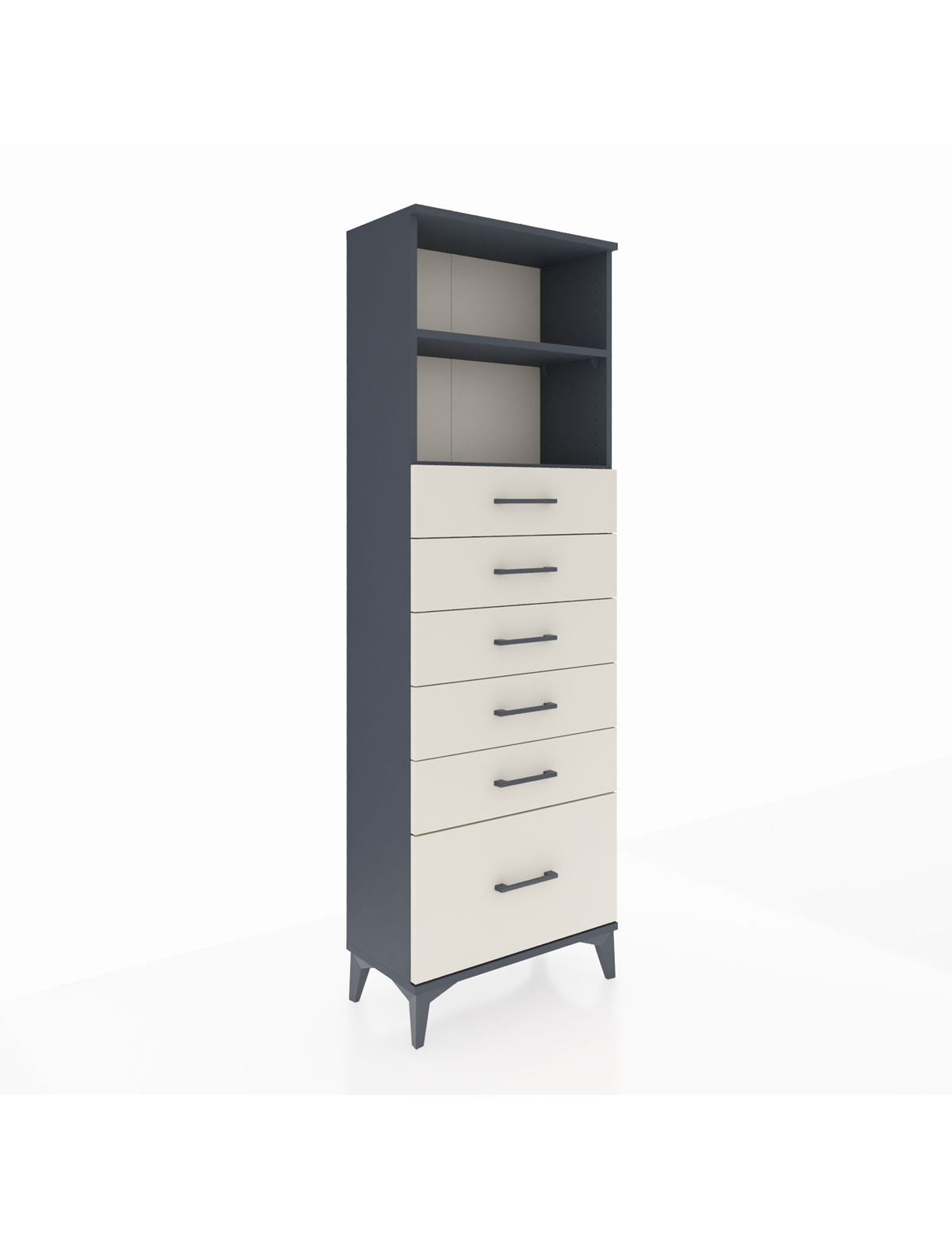 Arges Dolap 2 Raflı 6 Çekmeceli 60x30x182 Antrasit-Aytaşı