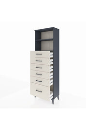 Arges Dolap 2 Raflı 6 Çekmeceli 60x30x182 Antrasit-Aytaşı