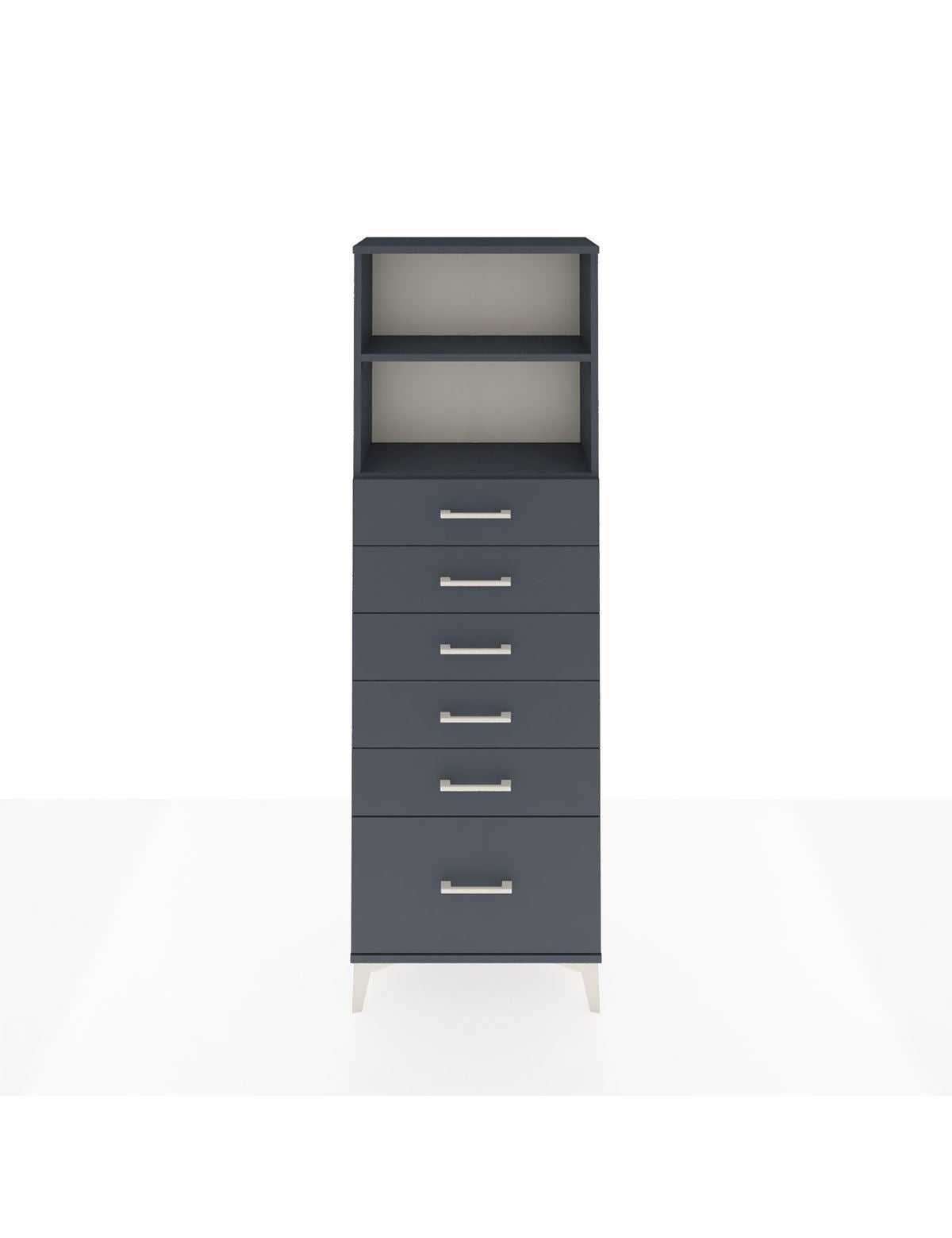 Arges Dolap 2 Raflı 6 Çekmeceli 60x30x182 Antrasit-Antrasit