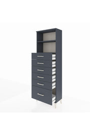 Arges Dolap 2 Raflı 6 Çekmeceli 60x30x182 Antrasit-Antrasit