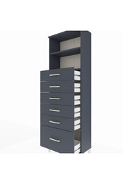 Arges Dolap 2 Raflı 6 Çekmeceli 60x30x182 Antrasit-Antrasit