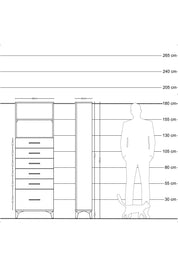 Arges Dolap 2 Raflı 6 Çekmeceli 60x30x182 Çam-Antrasit