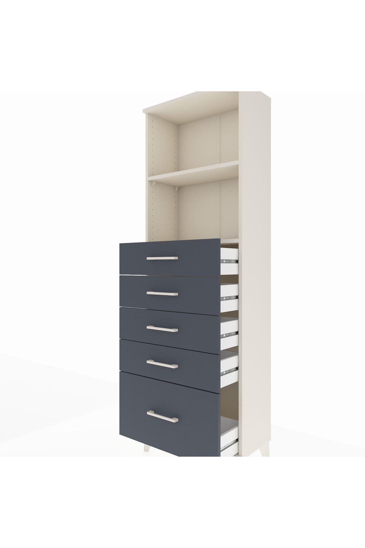 Arges Dolap 2 Raflı 5 Çekmeceli 60x30x182 Aytaşı-Antrasit