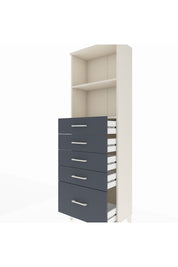 Arges Dolap 2 Raflı 5 Çekmeceli 60x30x182 Aytaşı-Antrasit