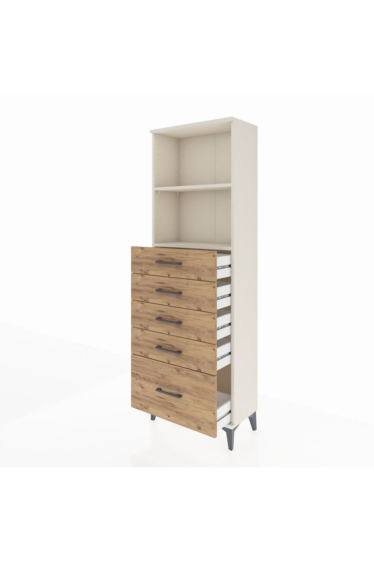 Arges Dolap 2 Raflı 5 Çekmeceli 60x30x182 Aytaşı-Çam