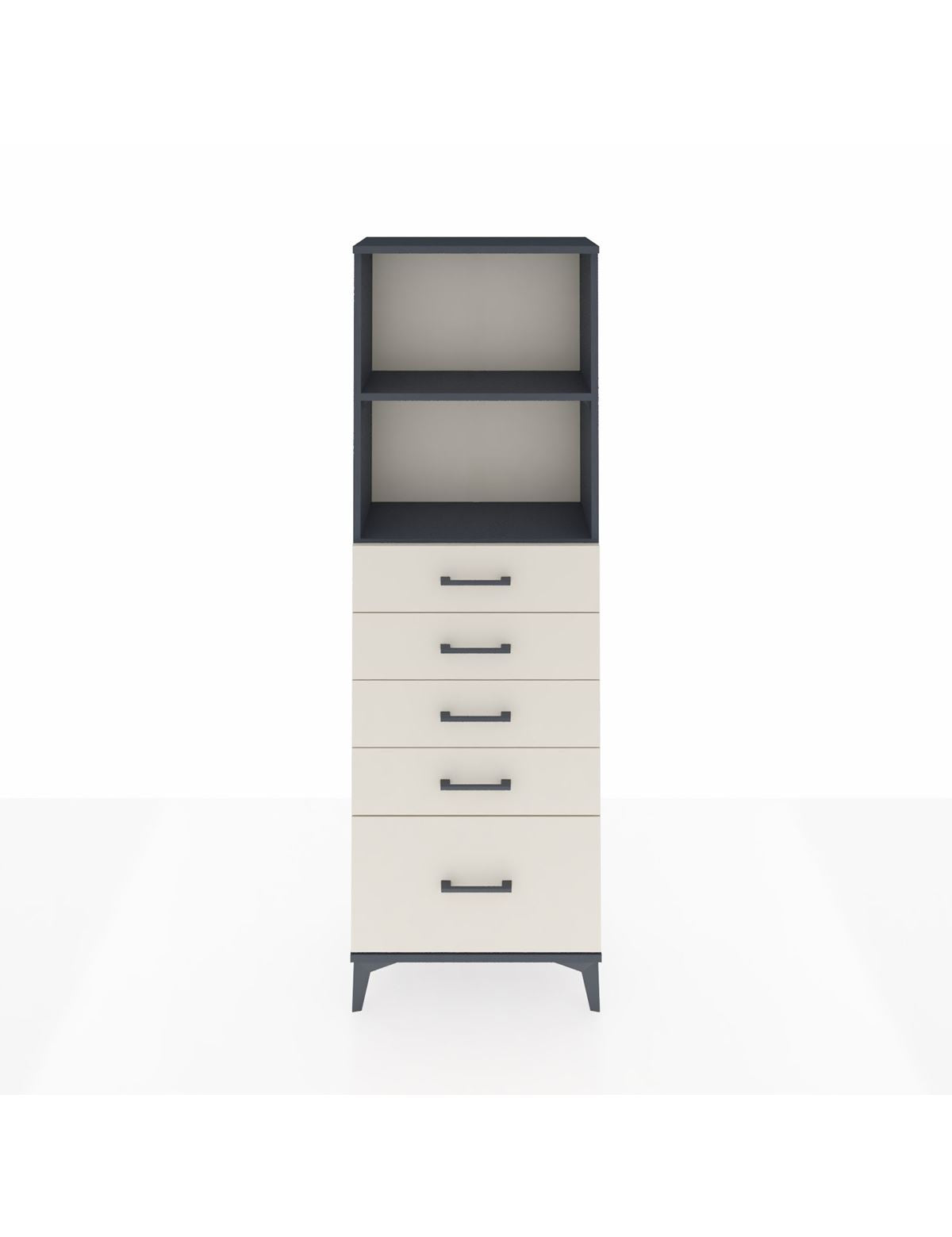 Arges Dolap 2 Raflı 5 Çekmeceli 60x30x182 Antrasit-Aytaşı