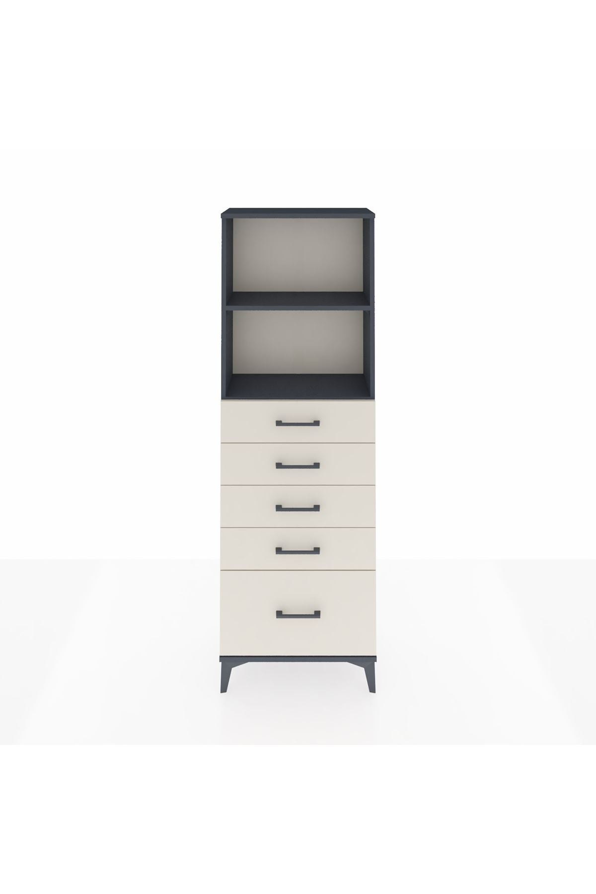 Arges Dolap 2 Raflı 5 Çekmeceli 60x30x182 Antrasit-Aytaşı