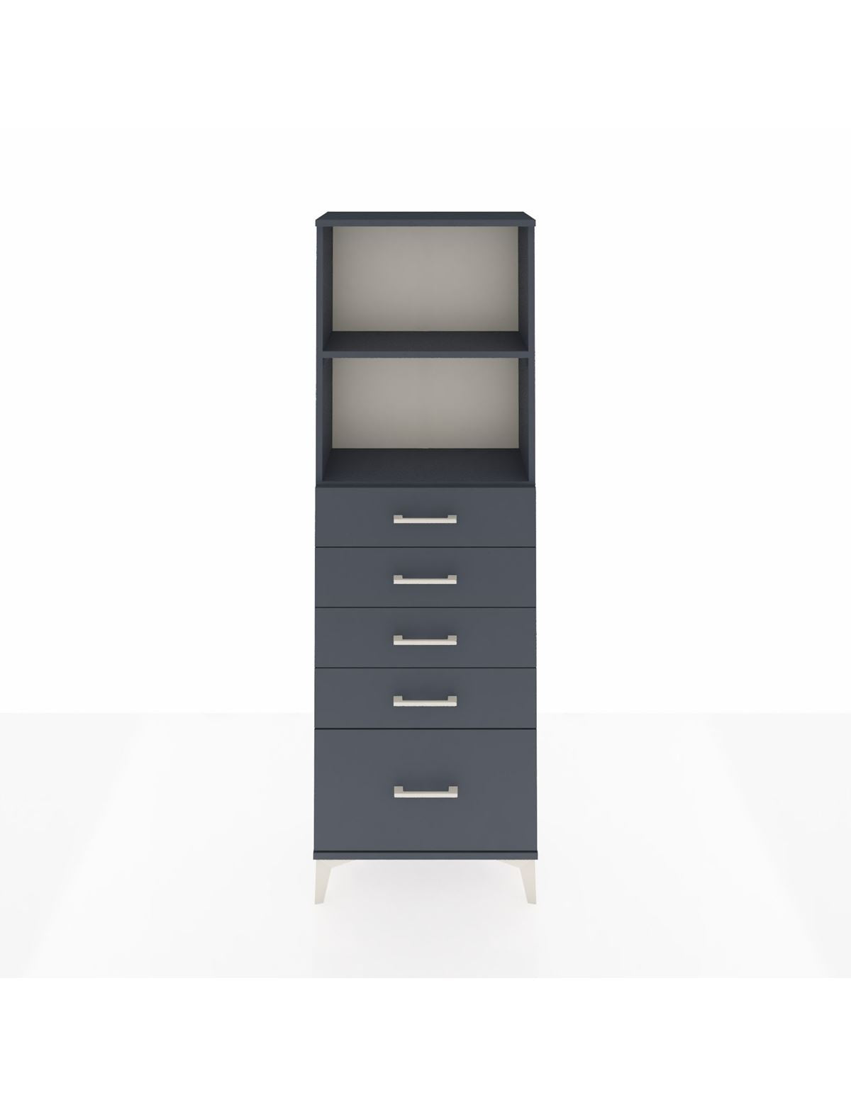 Arges Dolap 2 Raflı 5 Çekmeceli 60x30x182 Antrasit-Antrasit