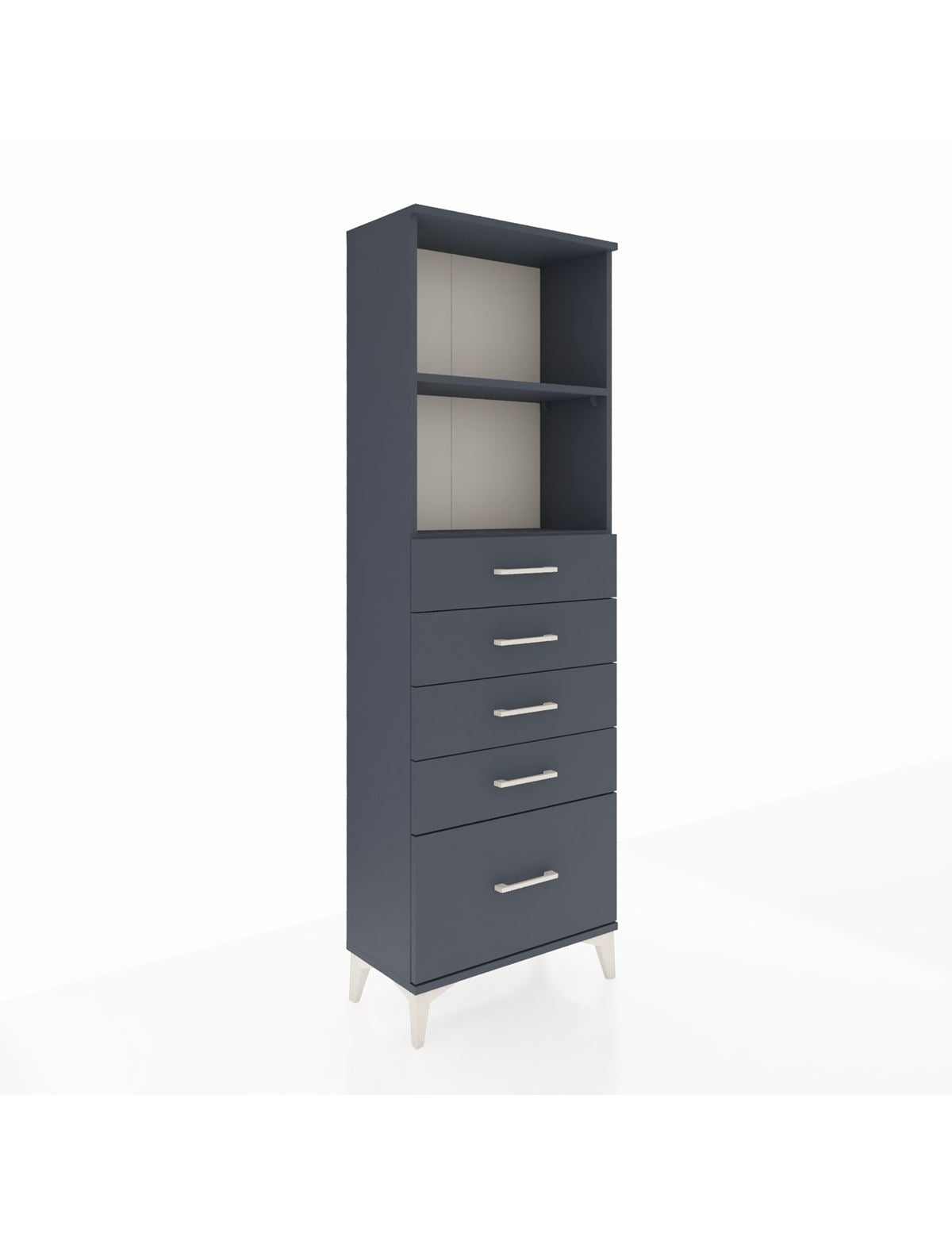 Arges Dolap 2 Raflı 5 Çekmeceli 60x30x182 Antrasit-Antrasit