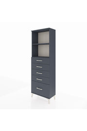 Arges Dolap 2 Raflı 5 Çekmeceli 60x30x182 Antrasit-Antrasit