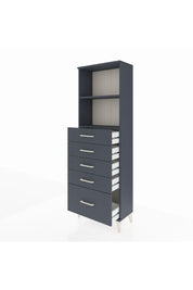 Arges Dolap 2 Raflı 5 Çekmeceli 60x30x182 Antrasit-Antrasit