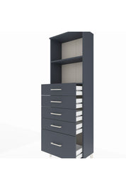 Arges Dolap 2 Raflı 5 Çekmeceli 60x30x182 Antrasit-Antrasit