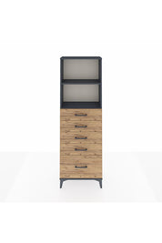 Arges Dolap 2 Raflı 5 Çekmeceli 60x30x182 Antrasit-Çam