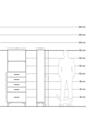 Arges Dolap 2 Raflı 5 Çekmeceli 60x30x182 Antrasit-Çam