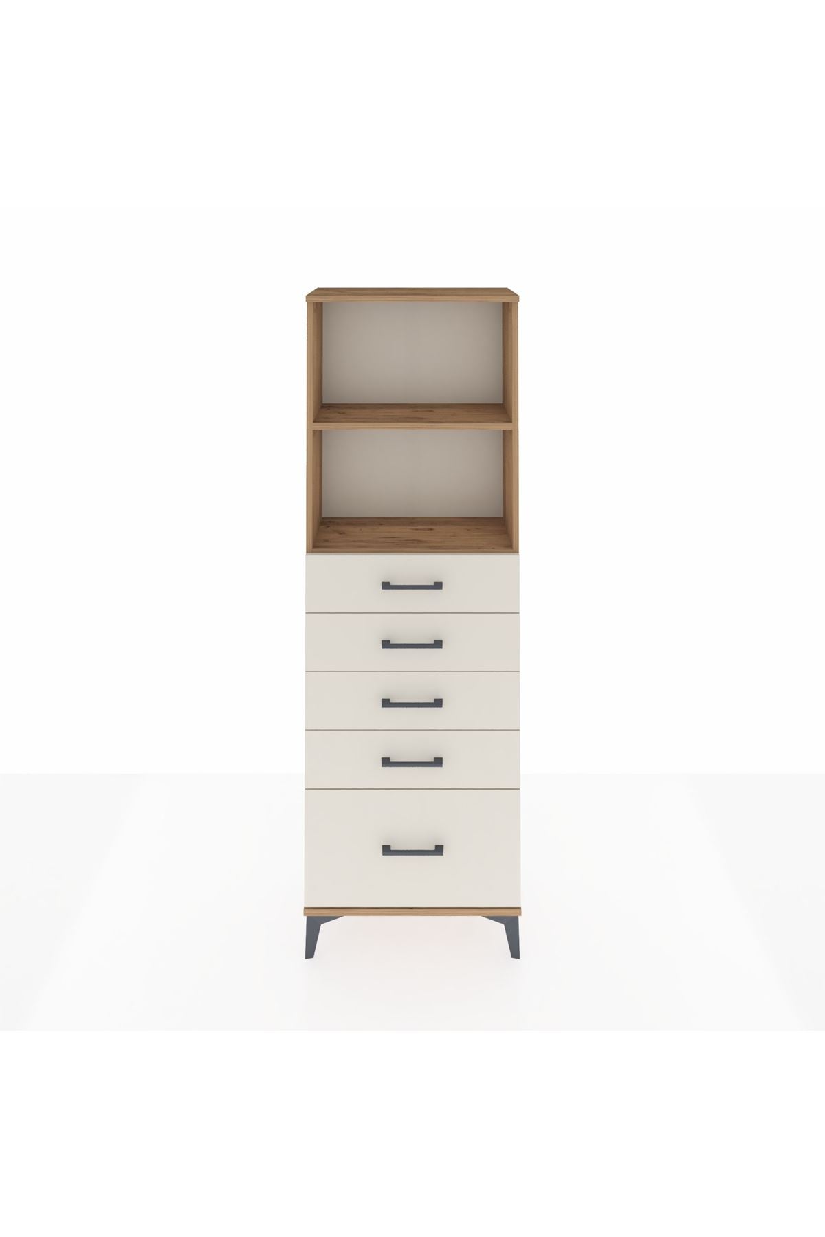 Arges Dolap 2 Raflı 5 Çekmeceli 60x30x182 Çam-Aytaşı