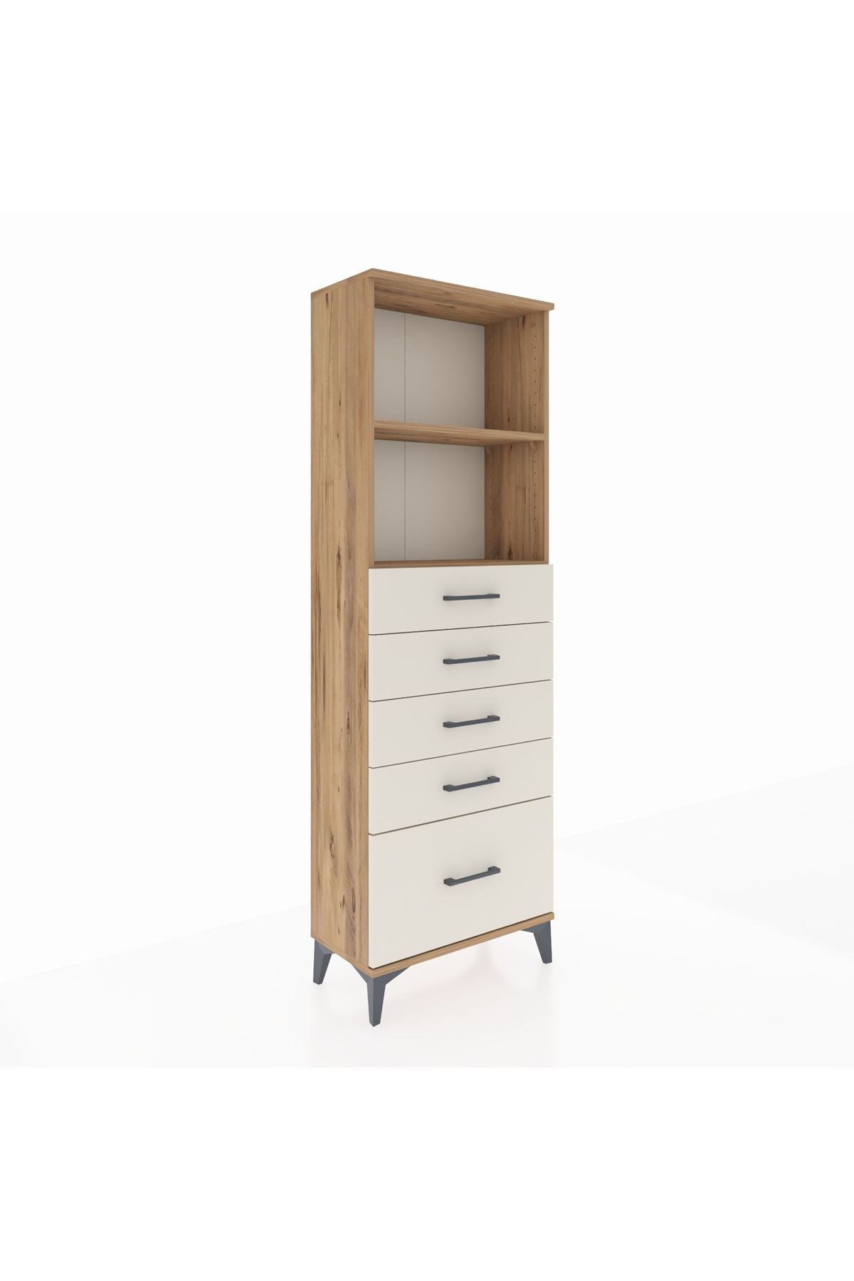 Arges Dolap 2 Raflı 5 Çekmeceli 60x30x182 Çam-Aytaşı