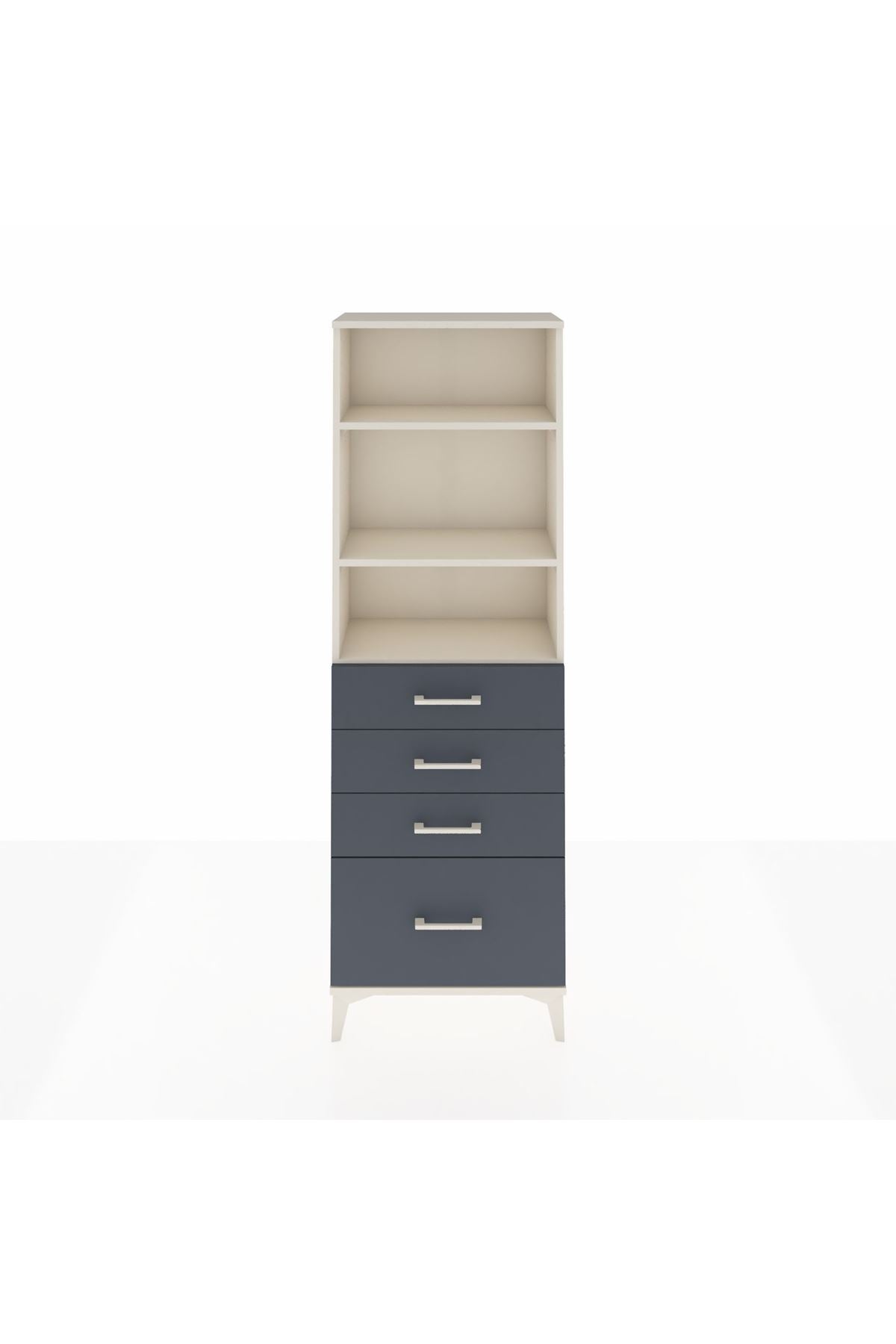 Arges Dolap 3 Raflı 4 Çekmeceli 60x30x182 Aytaşı-Antrasit