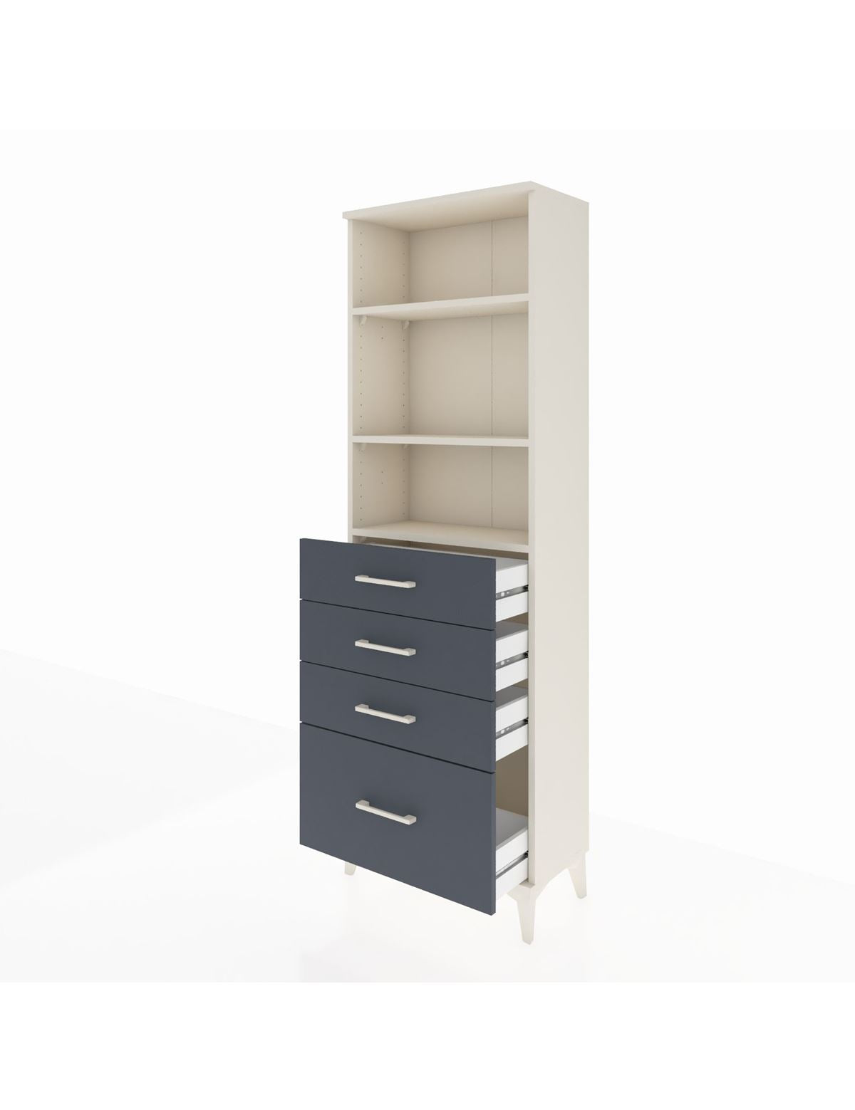 Arges Dolap 3 Raflı 4 Çekmeceli 60x30x182 - S23M041V2A