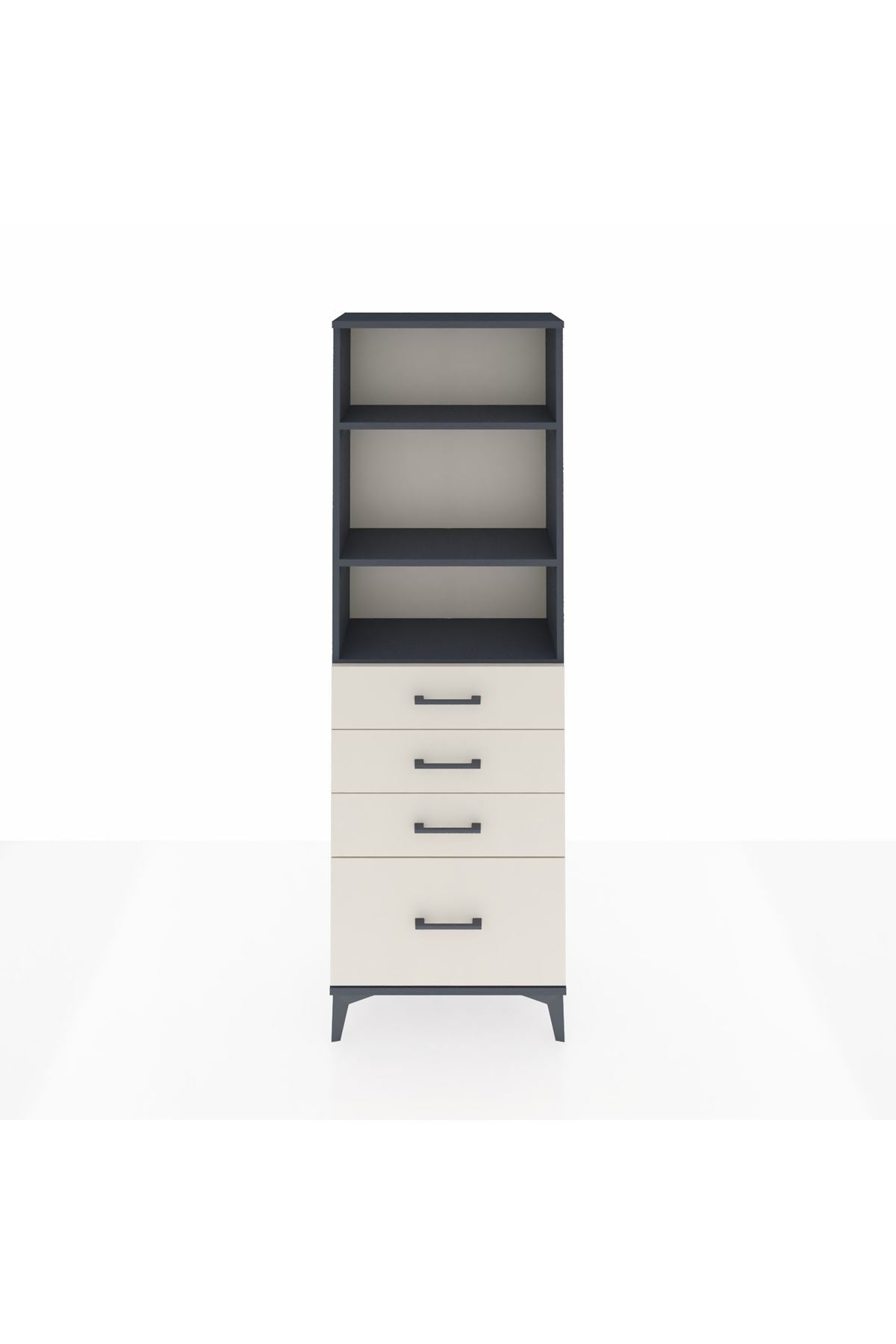 Arges Dolap 3 Raflı 4 Çekmeceli 60x30x182 Antrasit-Aytaşı