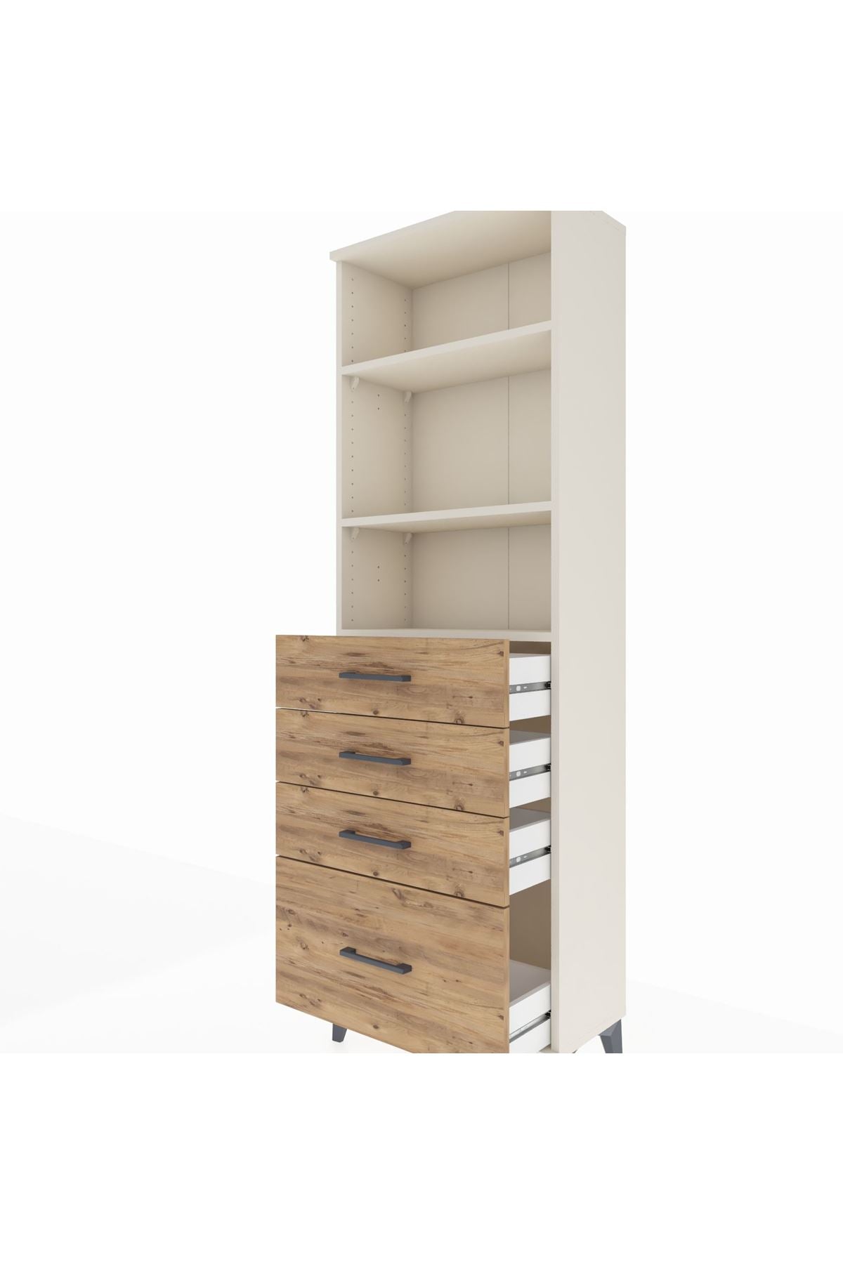 Arges Dolap 3 Raflı 4 Çekmeceli 60x30x182 Aytaşı-Çam