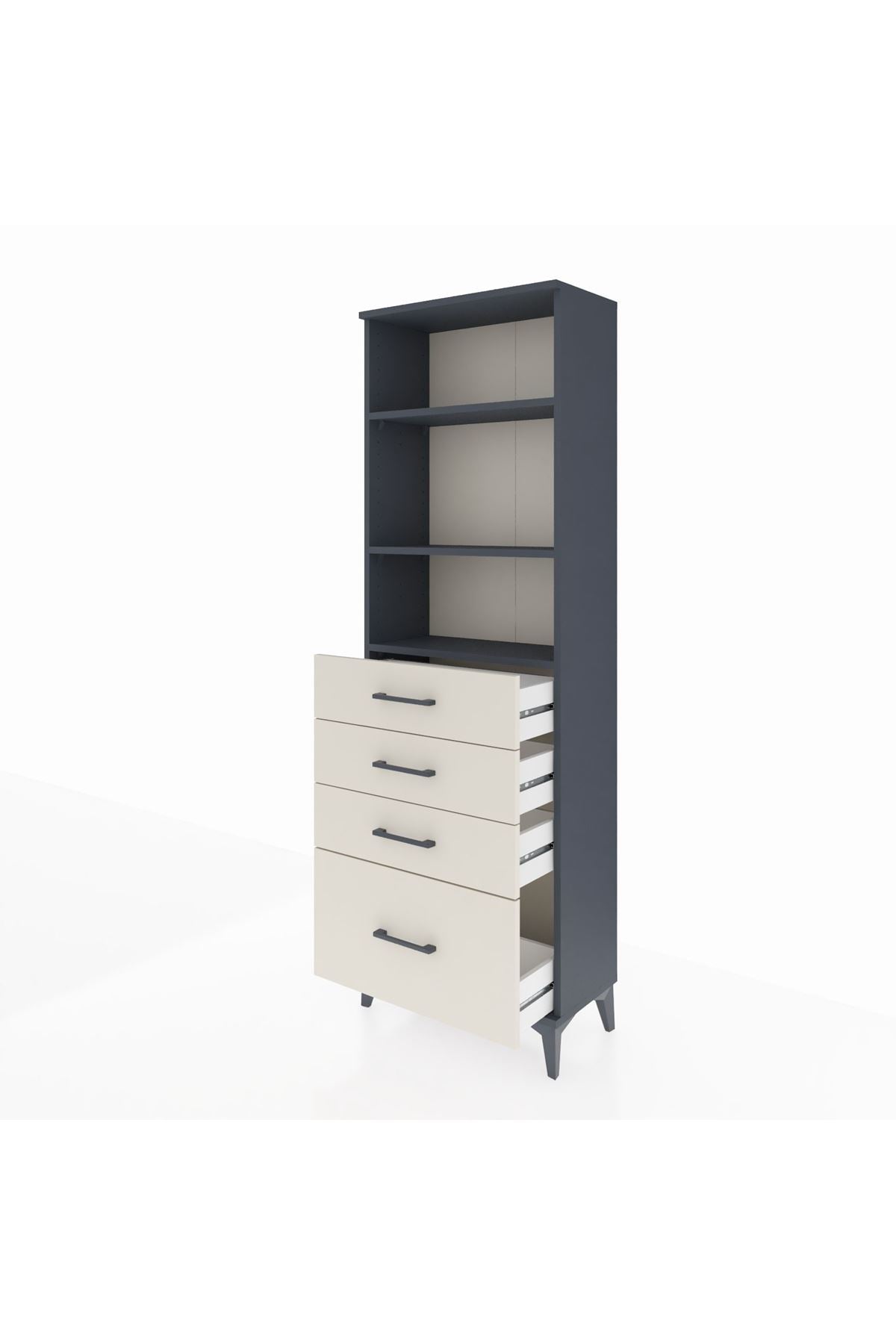 Arges Dolap 3 Raflı 4 Çekmeceli 60x30x182 Antrasit-Aytaşı