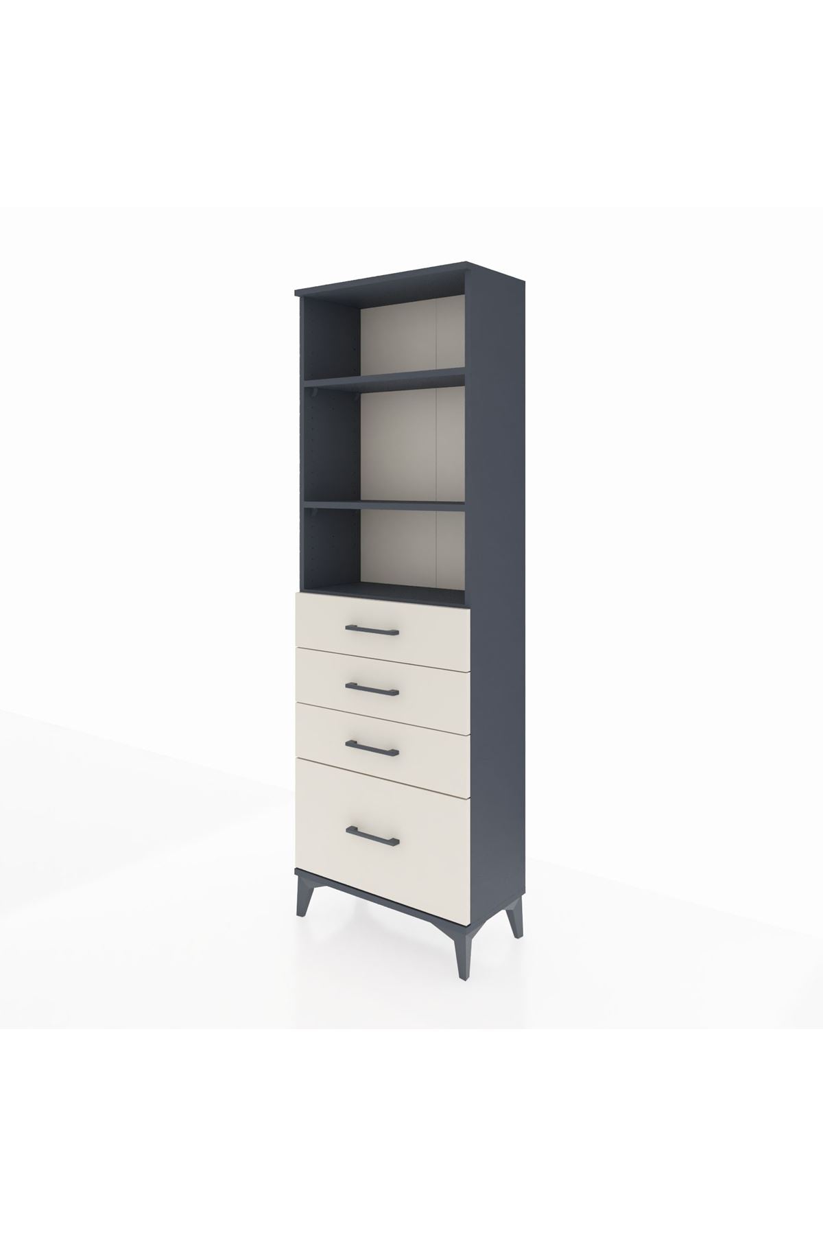 Arges Dolap 3 Raflı 4 Çekmeceli 60x30x182 Antrasit-Aytaşı