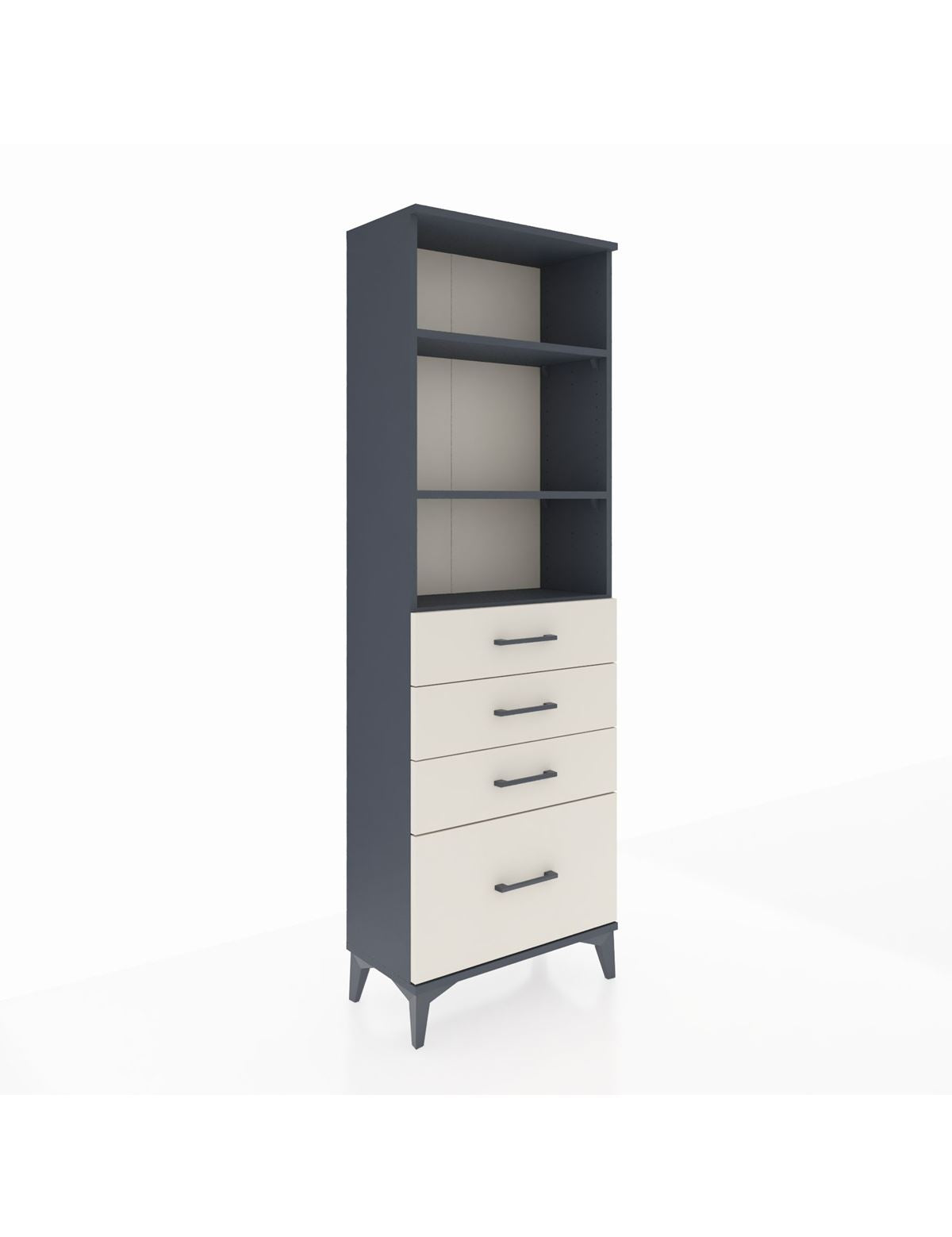 Arges Dolap 3 Raflı 4 Çekmeceli 60x30x182 Antrasit-Aytaşı