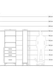 Arges Dolap 3 Raflı 4 Çekmeceli 60x30x182 Antrasit-Aytaşı