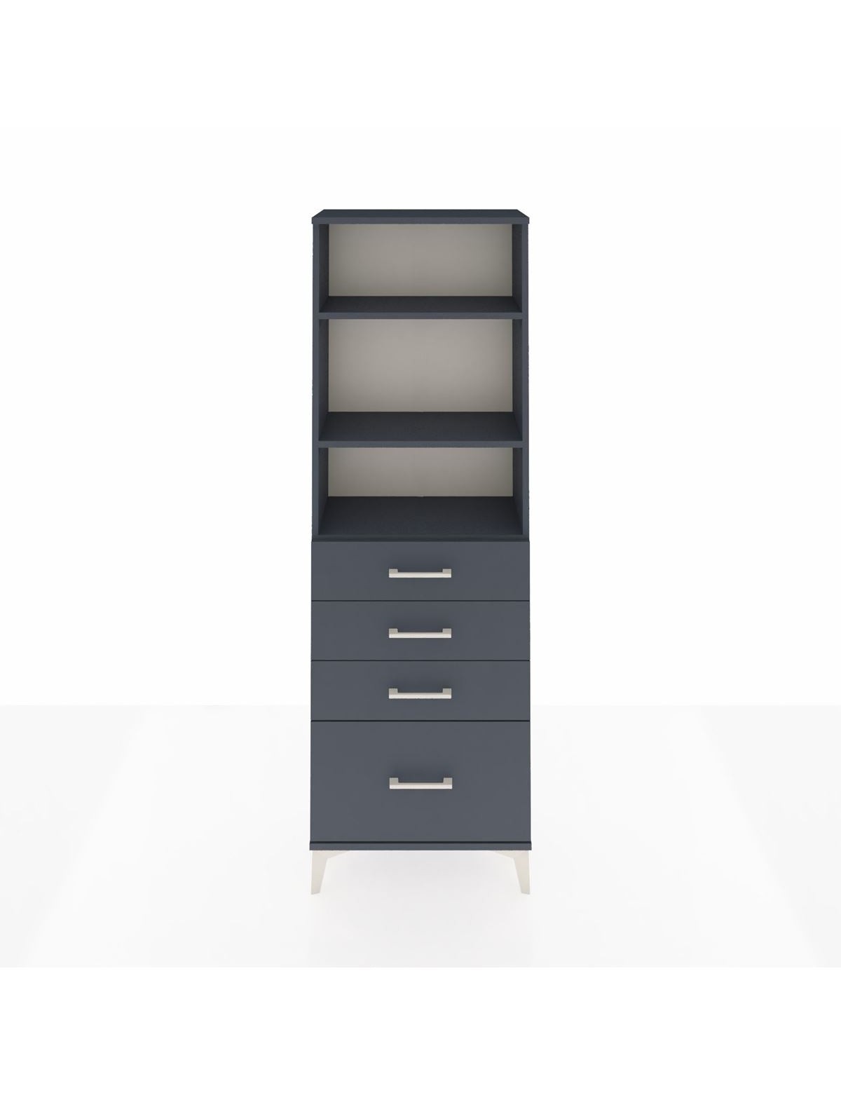 Arges Dolap 3 Raflı 4 Çekmeceli 60x30x182 Antrasit-Antrasit