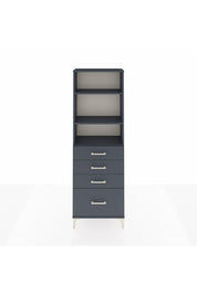 Arges Dolap 3 Raflı 4 Çekmeceli 60x30x182 Antrasit-Antrasit