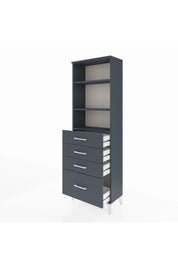 Arges Dolap 3 Raflı 4 Çekmeceli 60x30x182 Antrasit-Antrasit