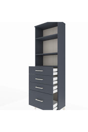 Arges Dolap 3 Raflı 4 Çekmeceli 60x30x182 Antrasit-Antrasit