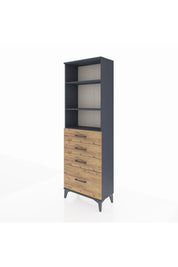 Arges Dolap 3 Raflı 4 Çekmeceli 60x30x182 Antrasit-Çam